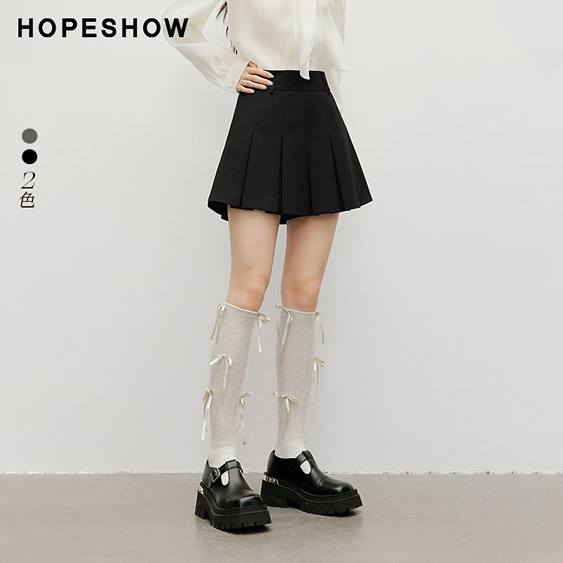 红袖夏季2025秋冬新款女装对称立体压褶侧拉A字宽腰裙裤小个子