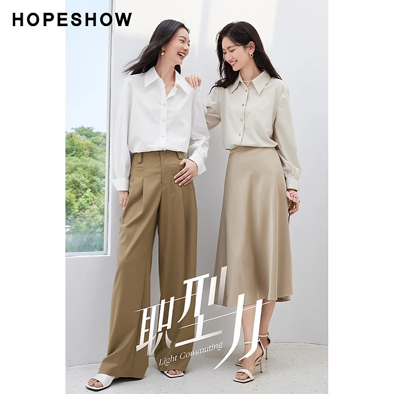 红袖秋季2023新款女装 直身单排扣翻领一手长衬衫90223220301