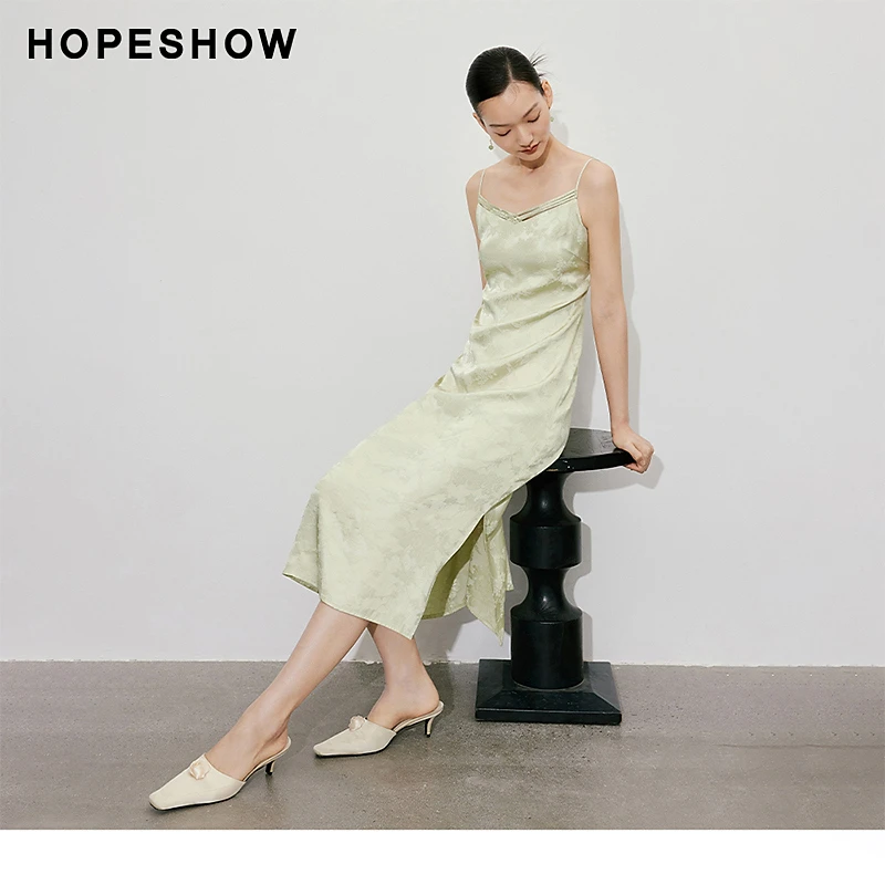 【诗语专属】红袖国风提花绑带V领吊带连衣裙90124171609