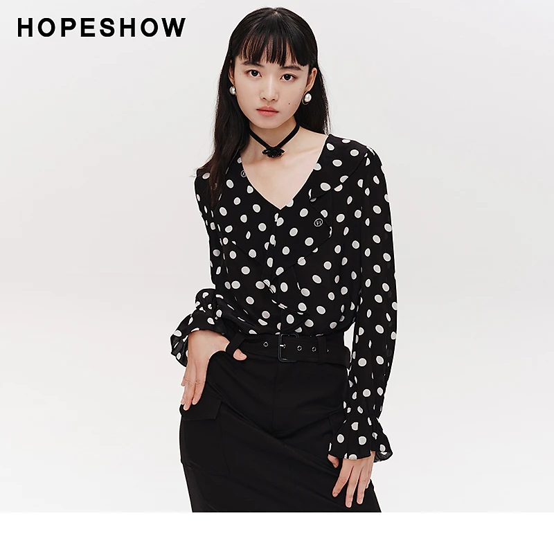 【籽言专属】红袖波点印花V领套头上衣89124092002