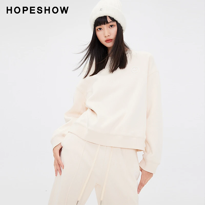 【籽言专属】红袖牙刷绣落肩圆领套头加厚卫衣89123372101