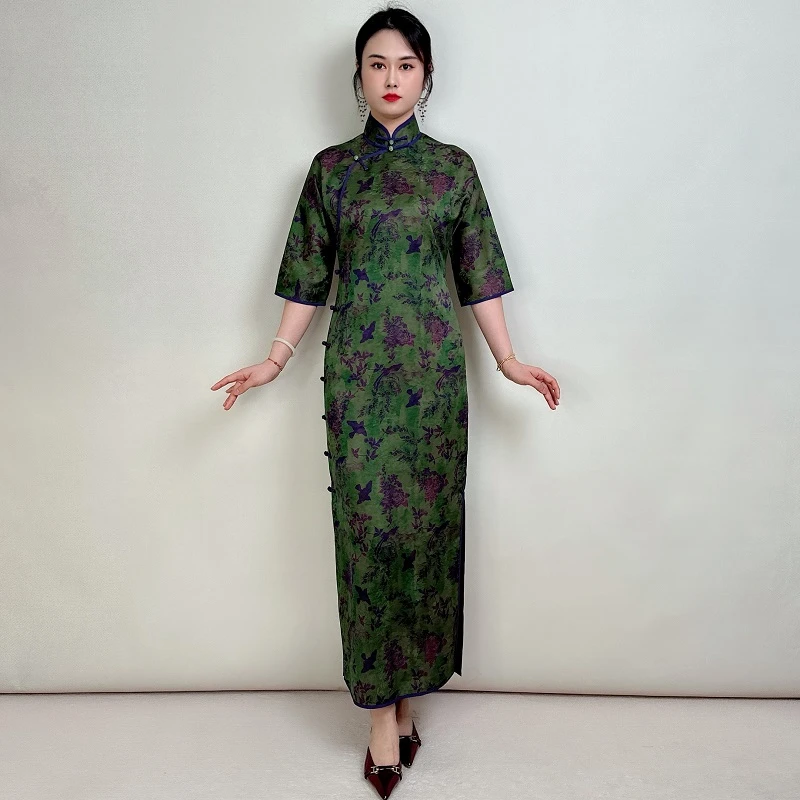 花萝香云纱复古日常款古法手工旗袍中国风A248003-130