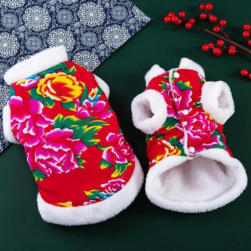 猫咪衣服狗狗花棉袄秋冬猫咪衣服冬季东北棉袄可爱秋冬款小猫衣服