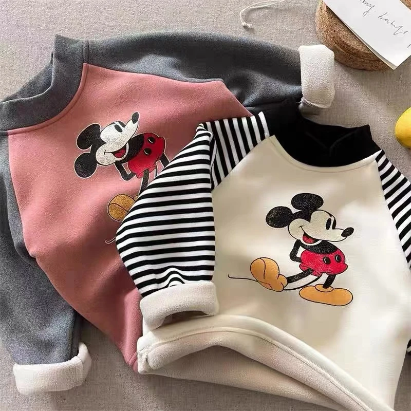 儿童长袖T冬季新品男女宝宝撞色加绒加厚打底衫半高领上衣