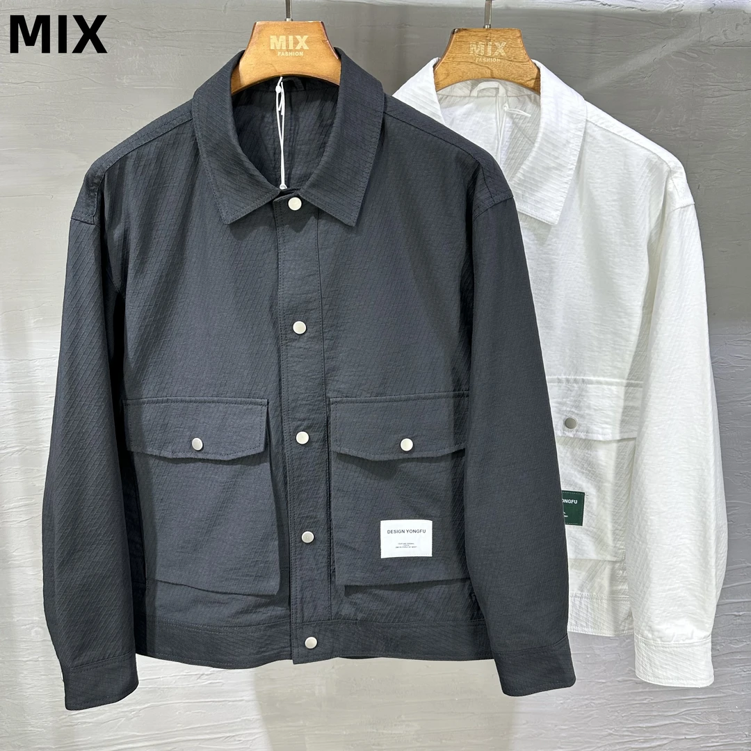 （断码捡漏）秋季简约斜纹翻领夹克微宽松版型时尚百搭男外套7033