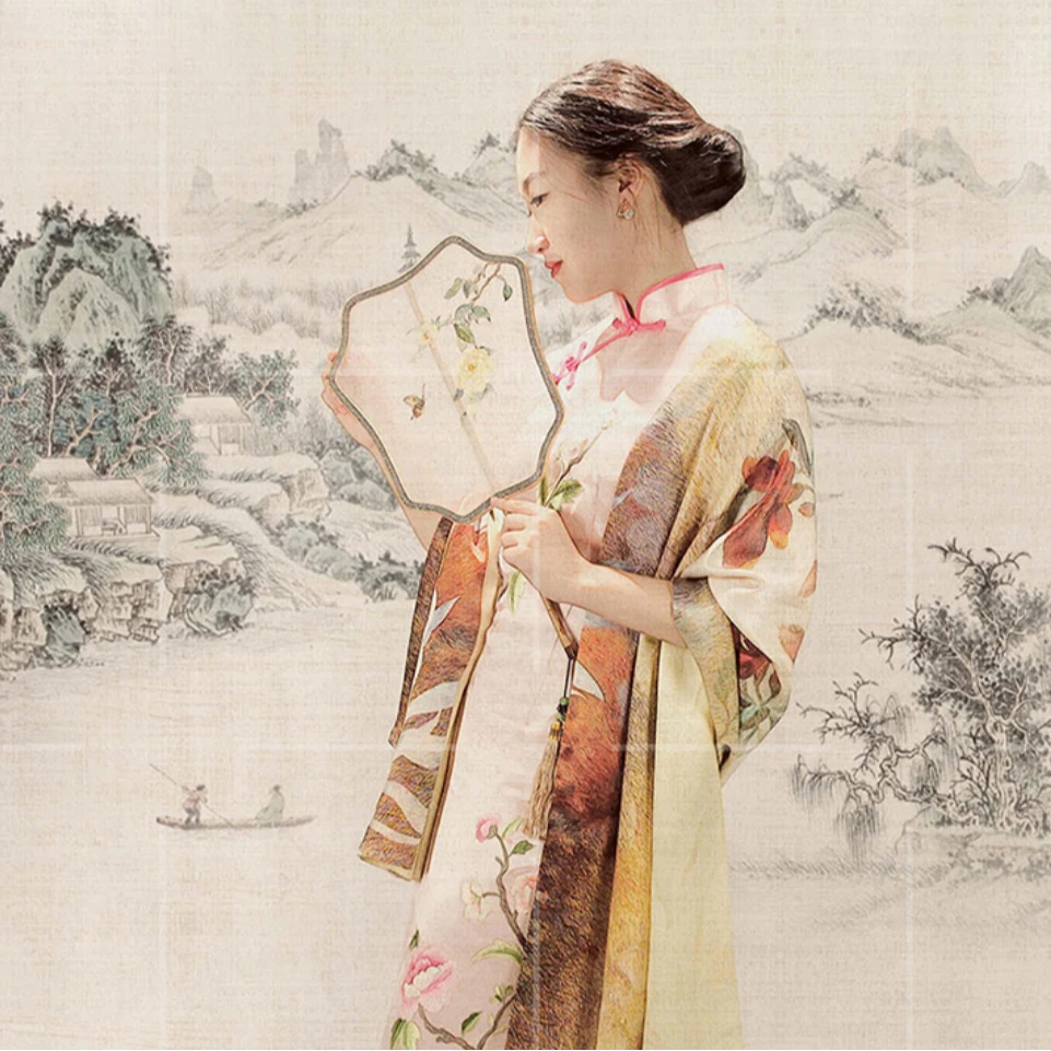 姚绣  中国梦系列围巾-雪衣芳容