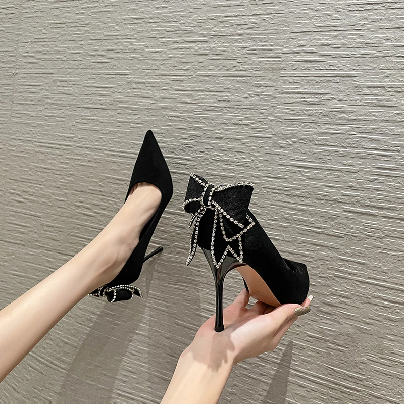 sufeifei/苏妃妃77韩版性感蝴蝶结高跟鞋气质名媛尖头单鞋女