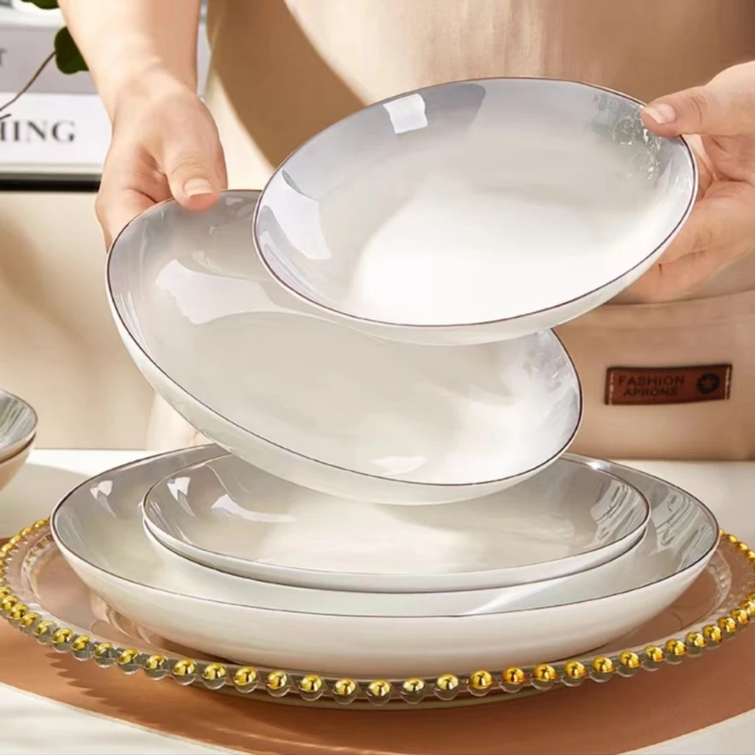骨瓷盘子菜盘家用餐具2023新款高级感饭盘微波炉专用陶瓷碗碟套装