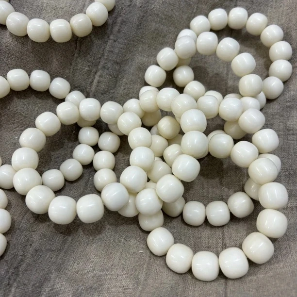 天然菩提根手工干磨3000目骨瓷白手串老型桶单圈男女款文玩佛珠
