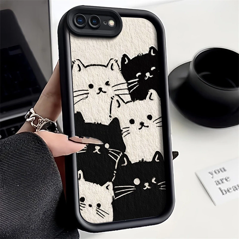 适用于六只小猫iPhone苹果8Plus手机壳全包高级感硅胶新款防摔ins