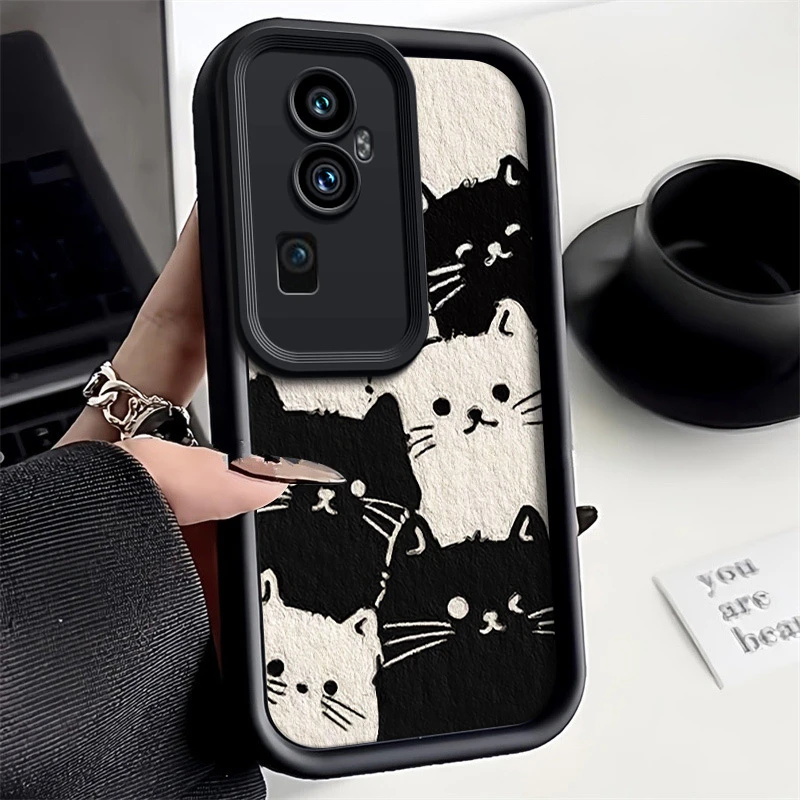 适用于六只小猫OPPOReno10手机壳全包高级感硅胶新款防摔ins风网
