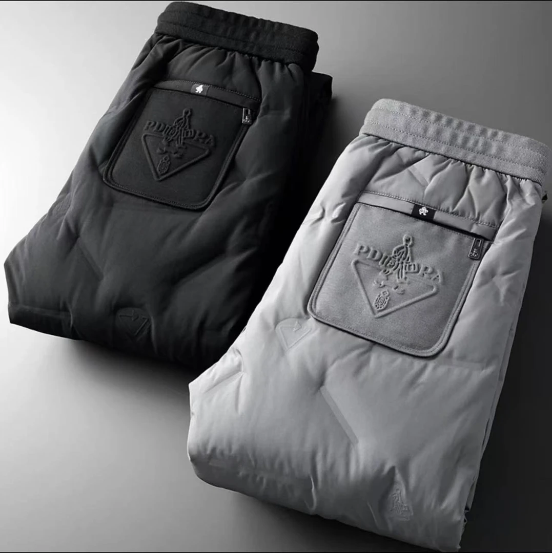 冬季新款户外保暖加厚羽绒裤男士外穿休闲时尚防风防水羽绒长裤