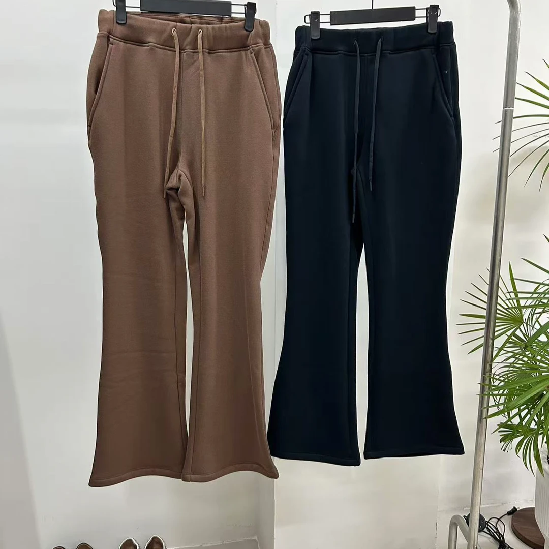 休闲主打保暖！户外系厚加绒双色女士加绒休闲喇叭裤卫裤百搭简约