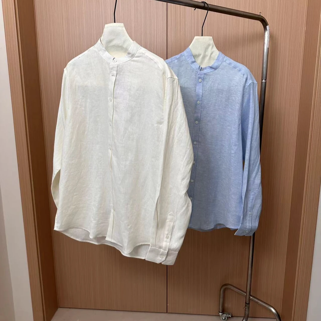 贵公子气息扑面而来｜男士欧单客供亚麻圆领双色衬衫