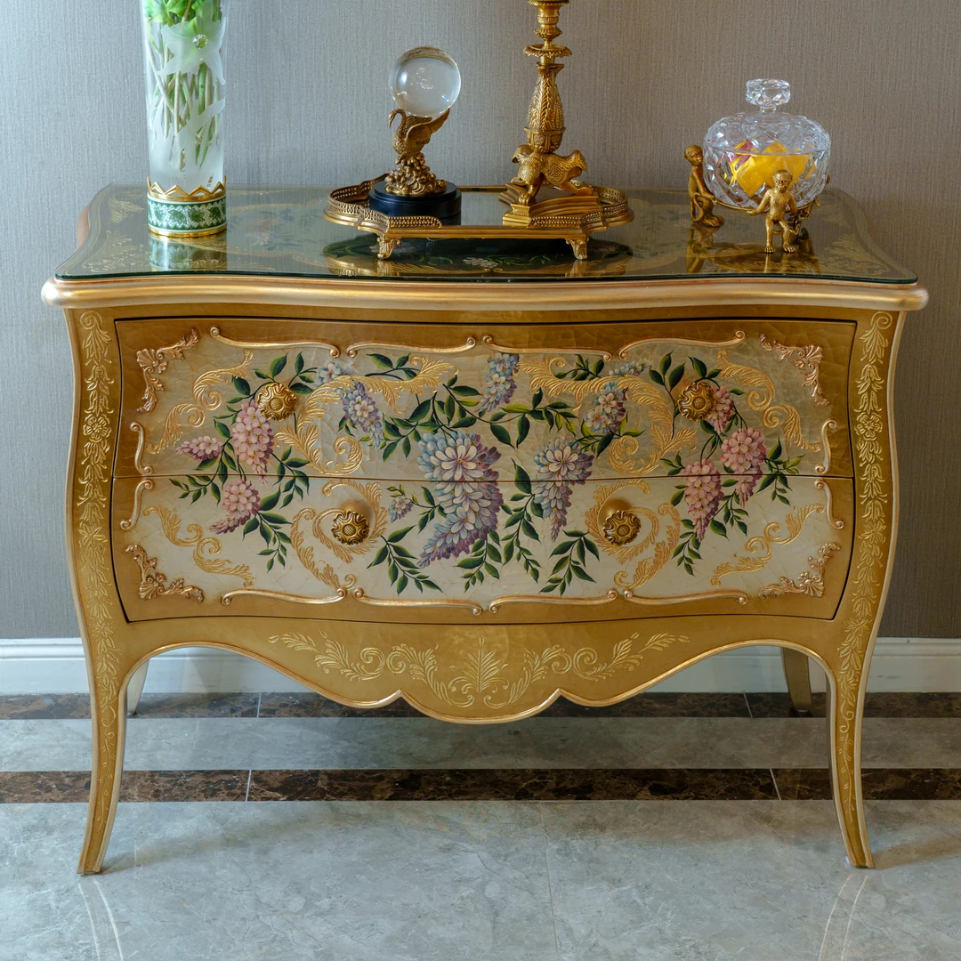 castilian/卡斯特兰欧美法式复古手绘金箔别墅木质玄关柜餐边柜