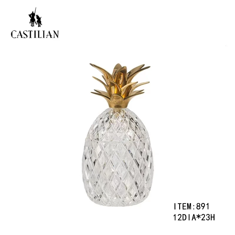 castilian/卡斯特兰铜配水晶凤梨罐简约奢华艺术办公室桌面摆件
