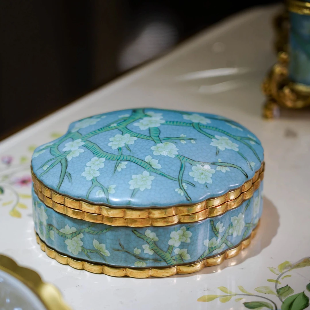 castilian/卡斯特兰浪漫樱花系列铜配瓷首饰盒客厅贝壳奢华收纳盒