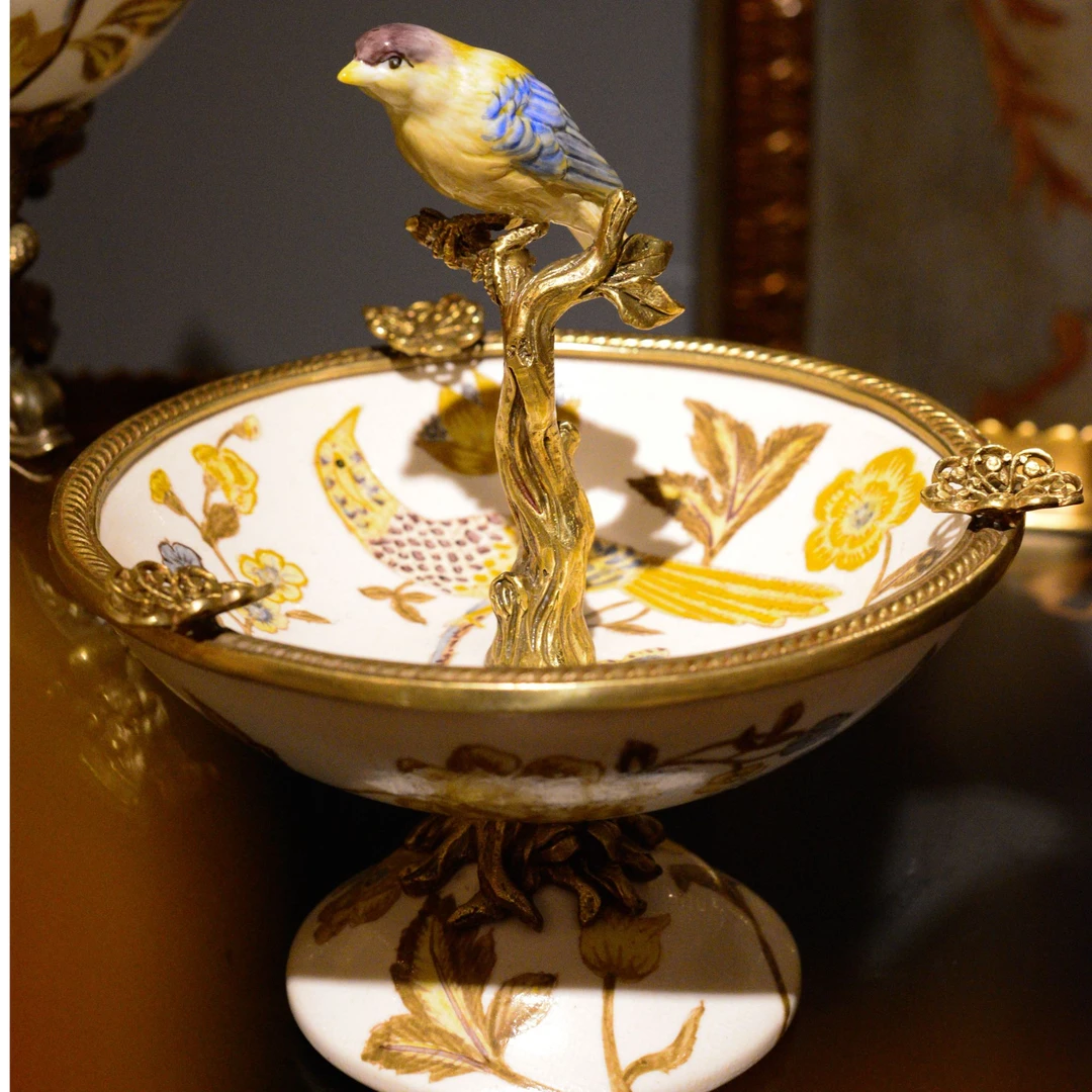 castilian/卡斯特兰欧美法式铜配瓷客厅会客办公室烟灰缸C11058