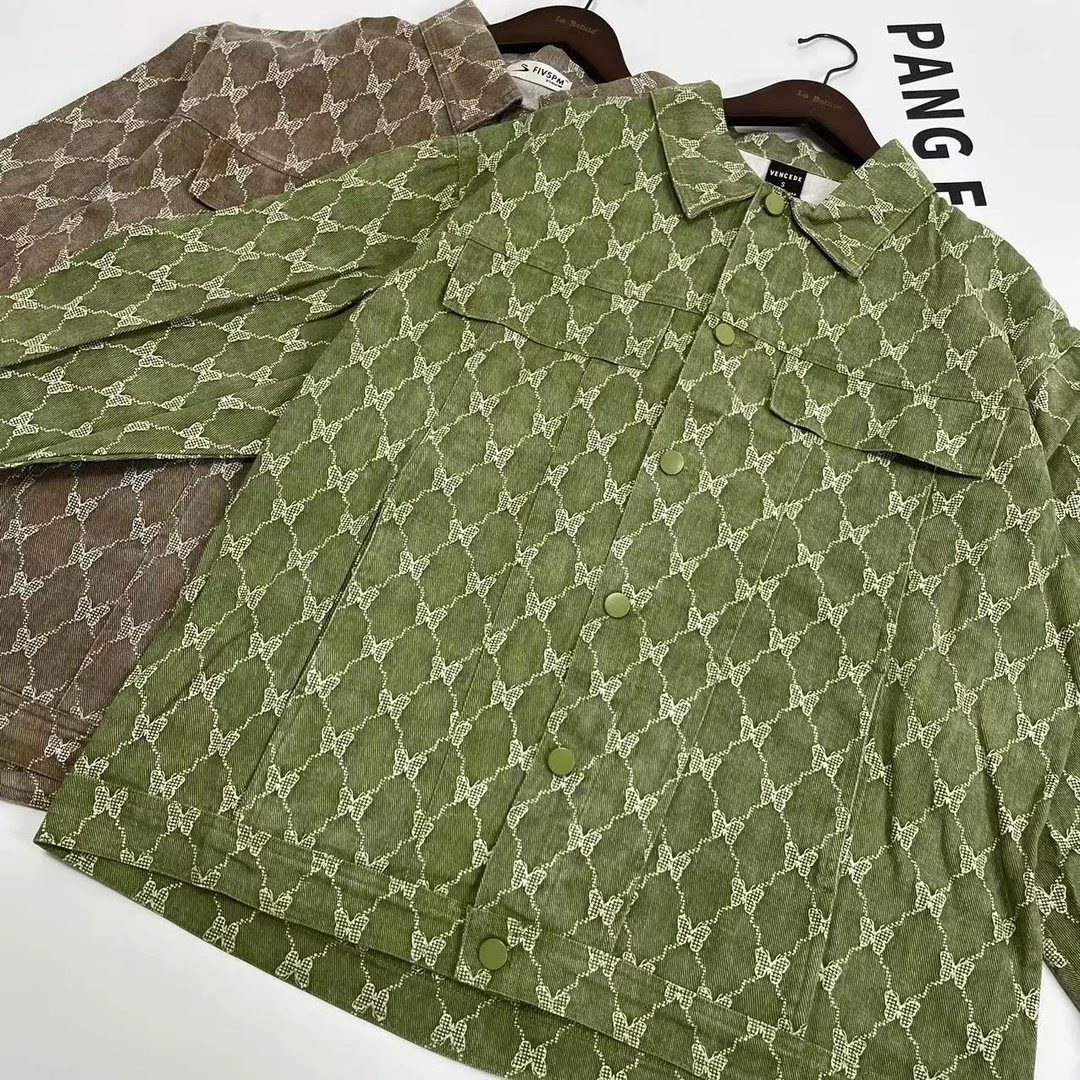 [胖鹅张]复古蝴蝶网格宽松牛仔外套#3078[实物以直播间展示为准]