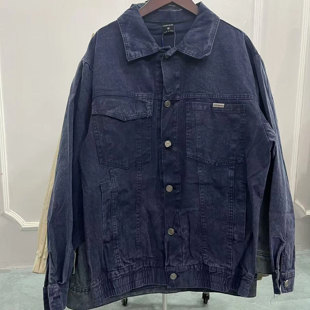 [胖鹅张]美式复古深蓝牛仔外套#2635[实物以直播间展示为准]