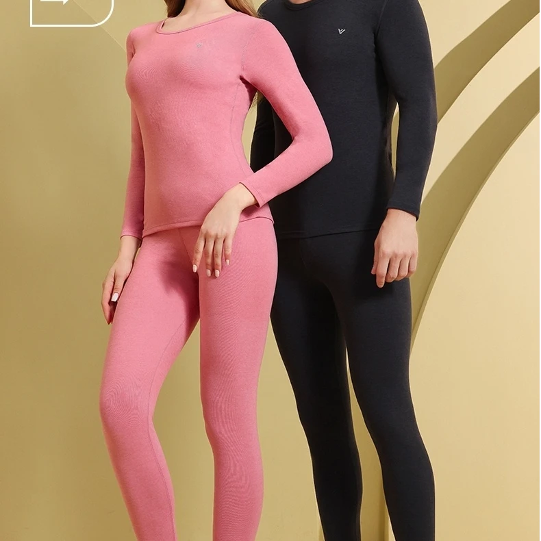 男女炫彩羊德绒贴片保暖套装