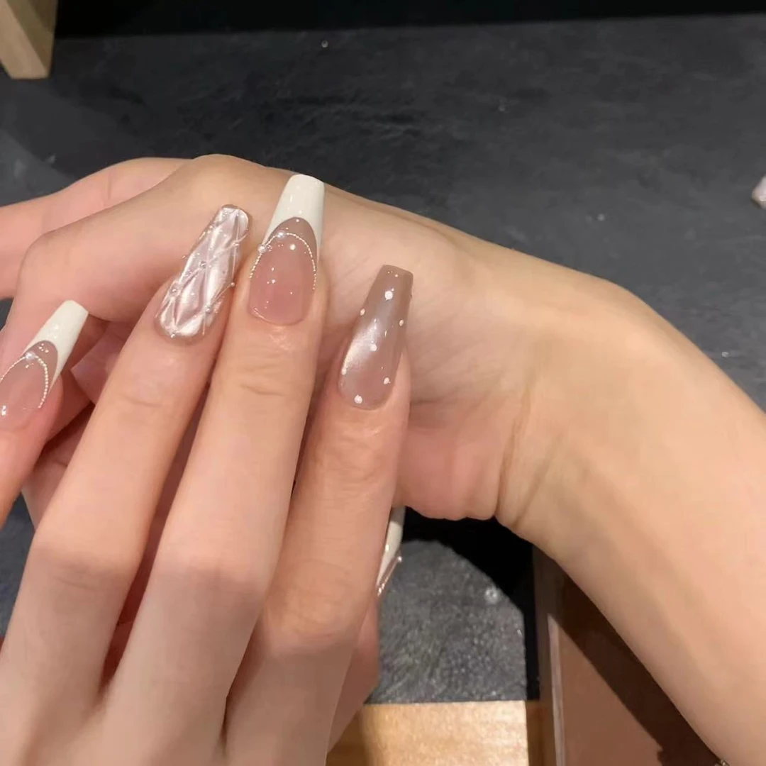 【香奶奶】纯手工制作法式猫眼清冷款可拆卸穿戴甲