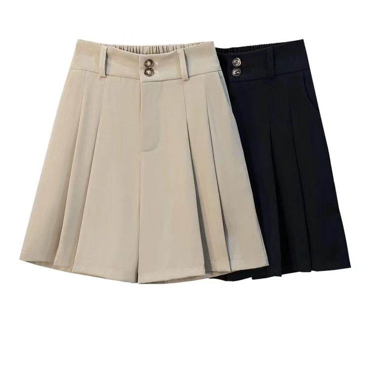 微胖妹妹高腰遮跨显瘦a字休闲阔腿裤女2024夏季新款时尚西装短裤