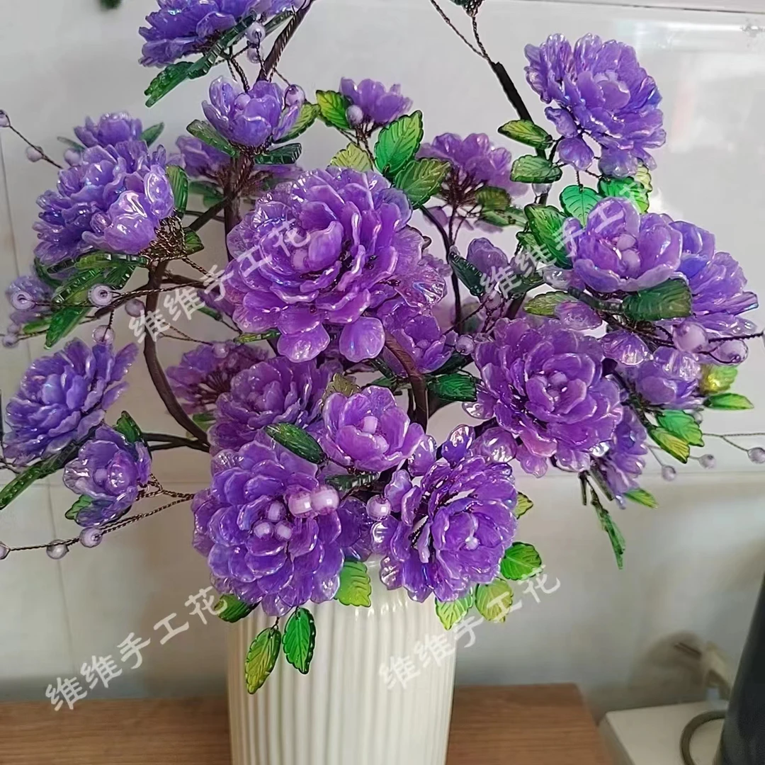 仿玉渐变中桌牡丹花手工DIY材料包居家摆件5层（维维手工推荐）