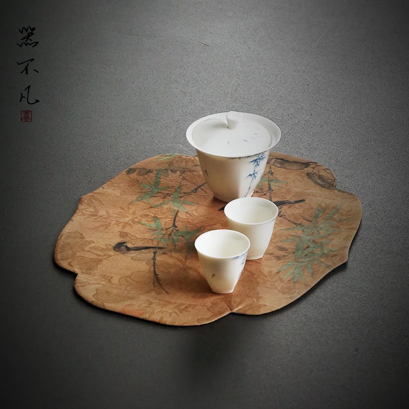 国风云纱防水干泡茶席中式禅意复古主人席垫家用简约隔热茶道茶布