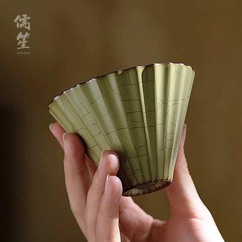 儒笙哥窑主人杯陶瓷茶杯功夫茶具复古茶盏高端单杯品茗杯泉德堂