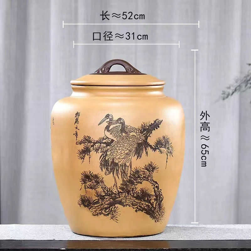 宜兴紫砂茶叶罐 特大号普洱茶饼罐 70饼装 如意大罐