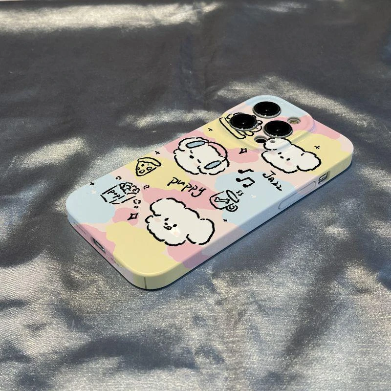 线条小狗苹果14promax手机壳菲林全包iPhone1312防摔简约壳78px手