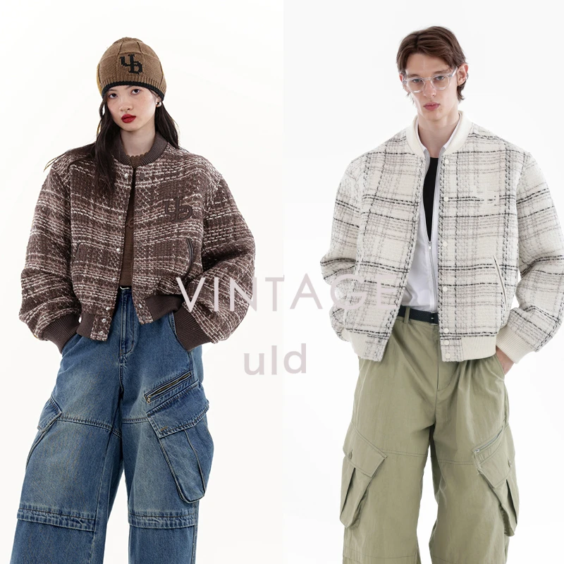 ULD/23AW vintage中古编织小香外套美利奴小香棒球服夹克外套