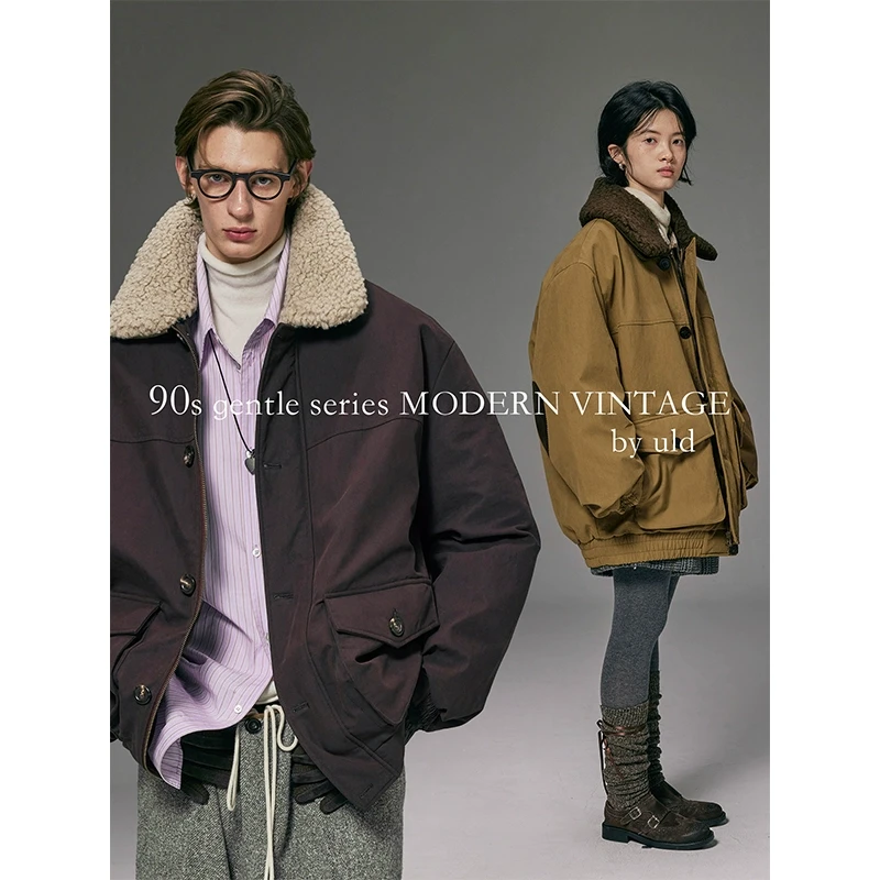 ULD/90s 巴恩风夹克90可溯源白鸭绒可拆卸领多穿夹克羽绒服