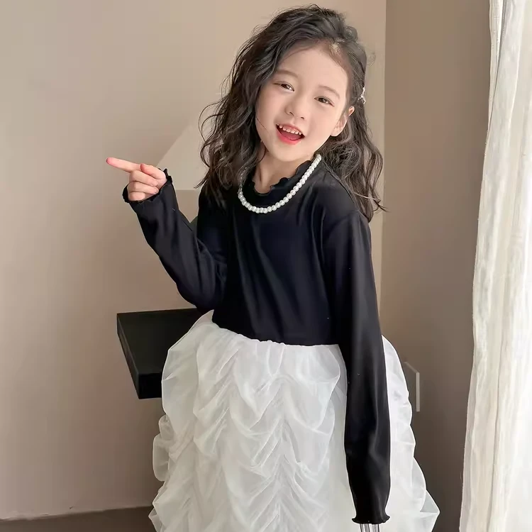 图图小象女童连衣裙2024春装新款洋气儿童仙女裙赫本童装公主裙子