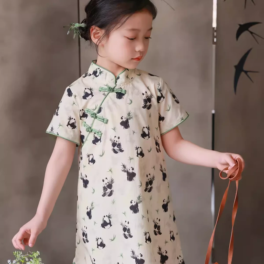 图图小象女童连衣裙2024新款夏装公主裙新中式儿童旗袍裙国风裙子