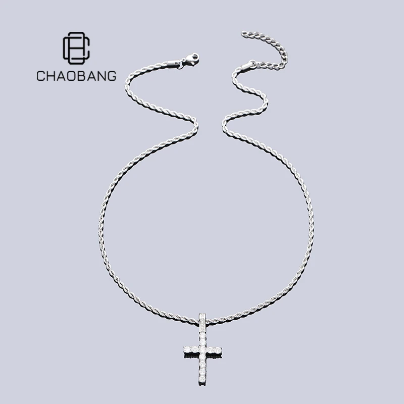chaobang/潮邦 钛钢项链 欧美十字架项链小众高级感配饰简约饰品