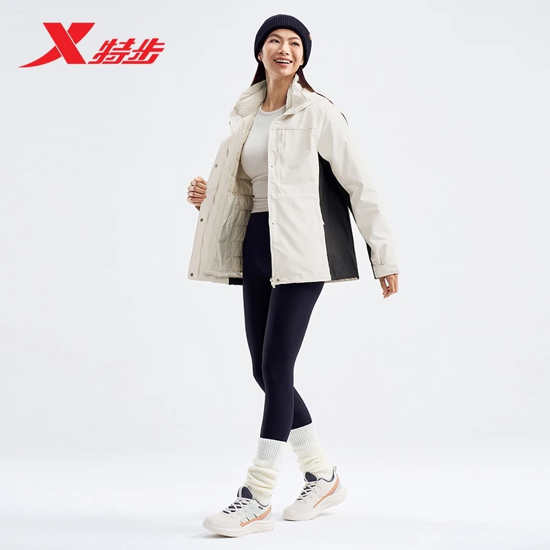 特步户外两件套女2024冬季新款轻薄羽绒内胆连帽外套976428660461