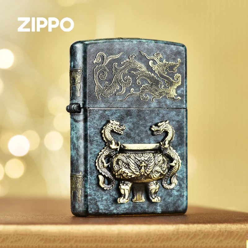 zippo打火机一言九鼎官方原装正品复古黄铜立体做旧贴章DYX1H1