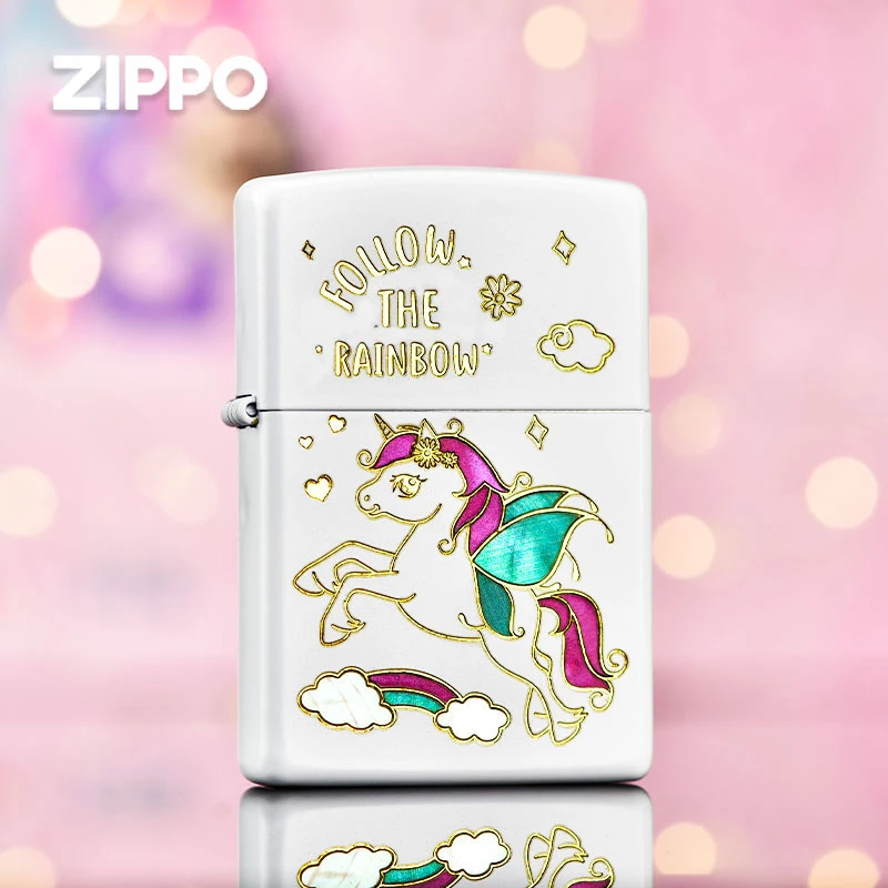 Zippo打火机 夜光贝壳独角兽zippo原装正品正版可爱卡通DYH1X1