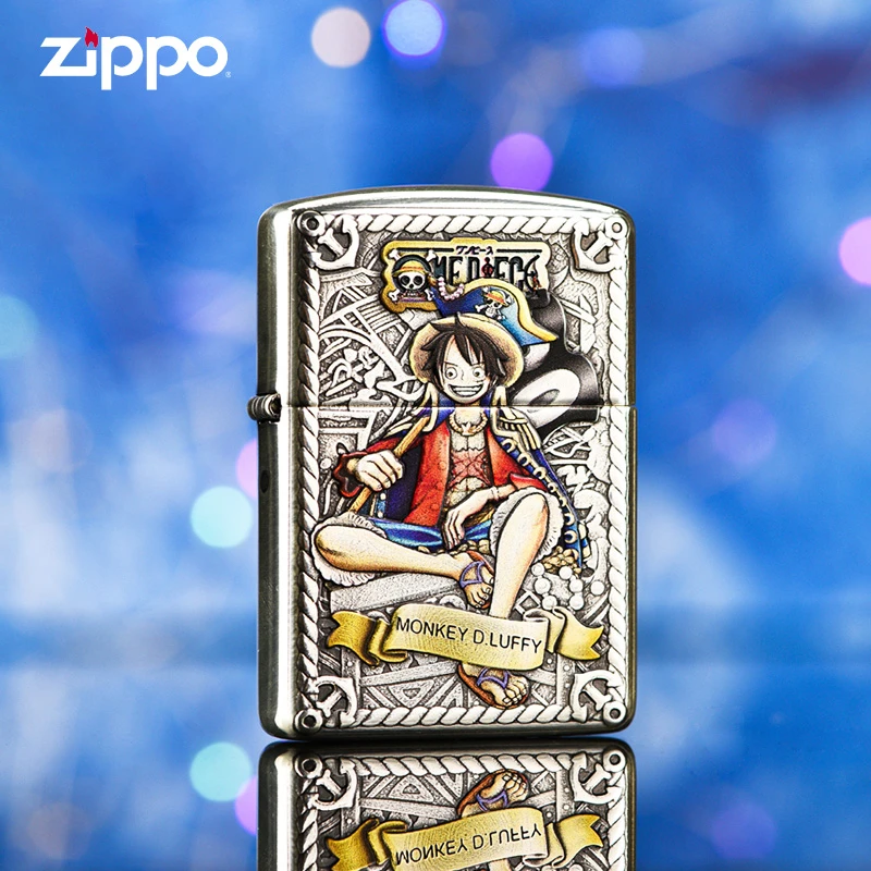 zippo打火机海贼王正版动漫定制盔甲拉丝雕刻彩绘路飞TC9912CY