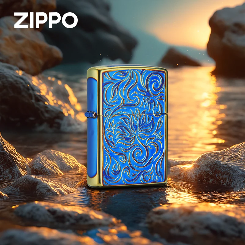 zippo打火机 唐草火焰花熏铜官方高端正品防风打火机男士TCH1X1