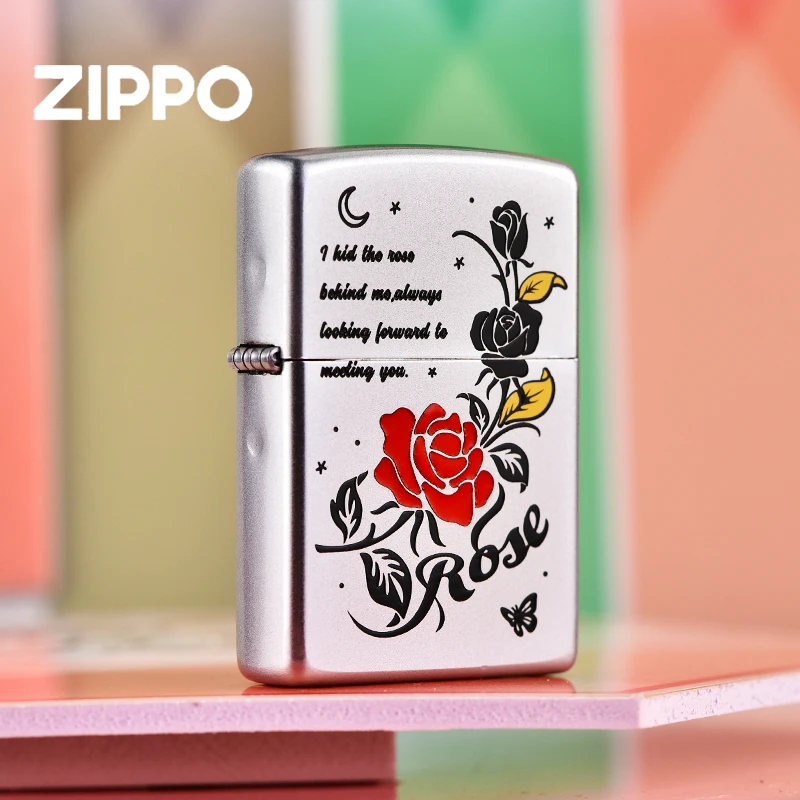 Zippo打火机 镀银玫瑰之恋官方正版个性防风煤油原装经典DYX1H1