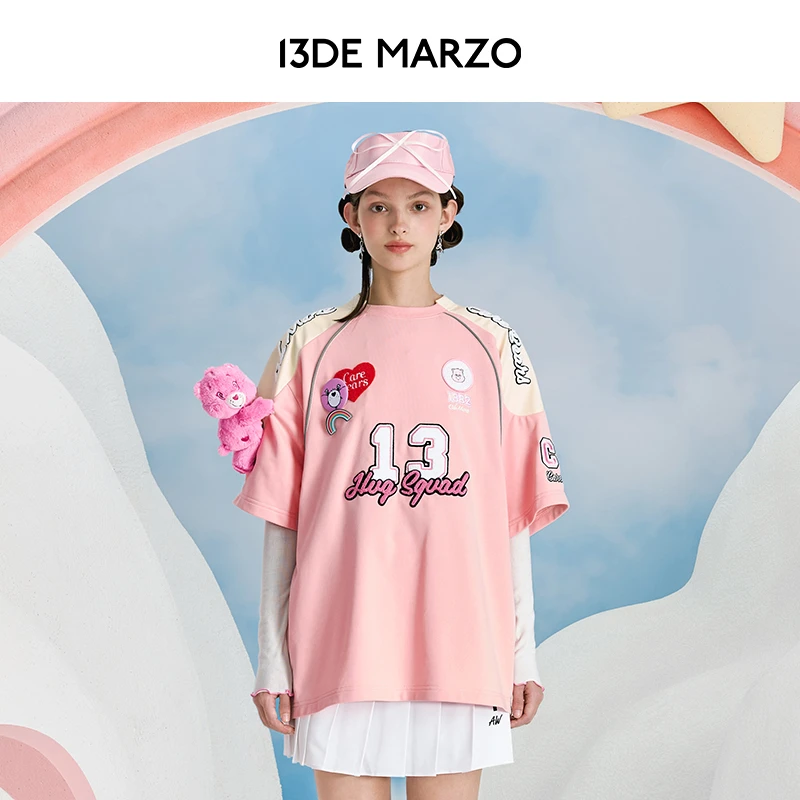 13DE MARZO男女同款 CARE BEARS联名系列机车圆领宽松时尚T恤