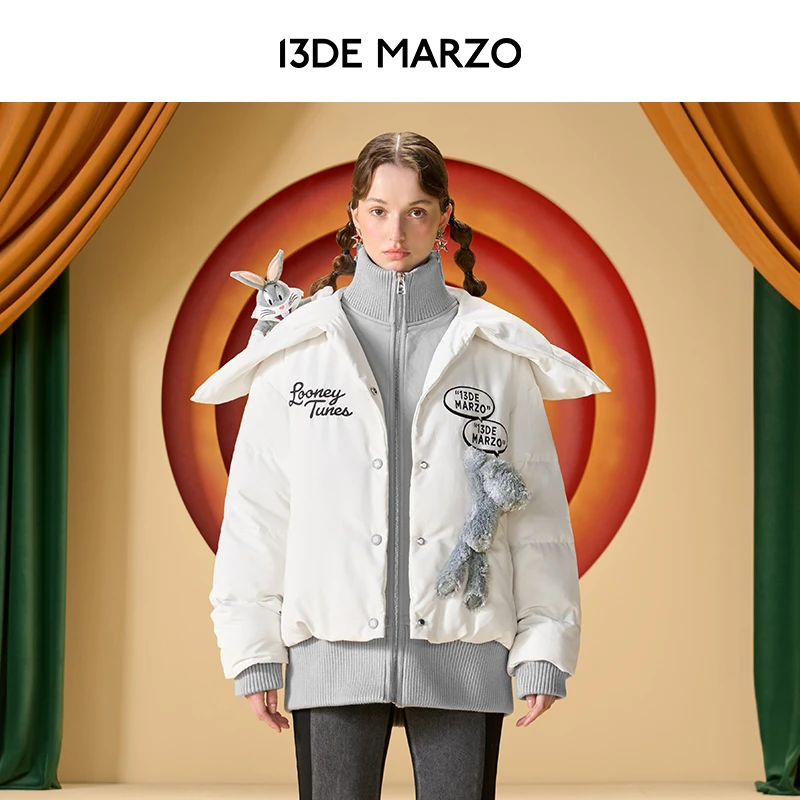 13DE MARZO粉彩风兔八哥联名色彩渐变保暖时尚外套