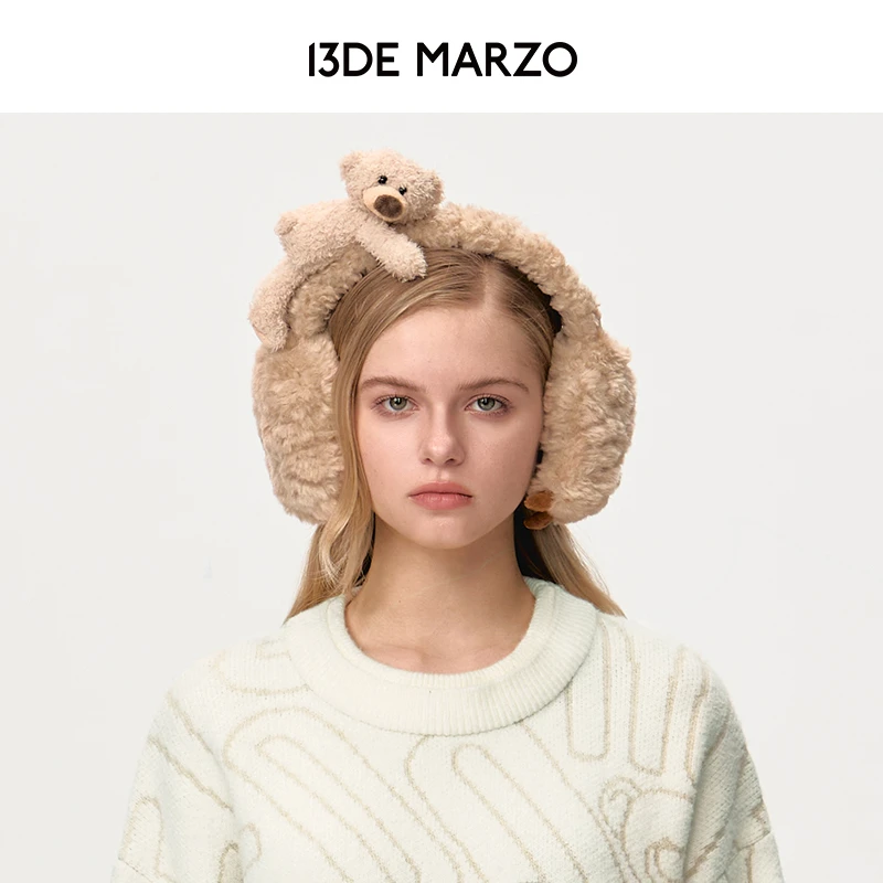 13DE MARZO男女同款 24秋冬新款熊爪毛绒耳罩可爱护耳保暖耳套
