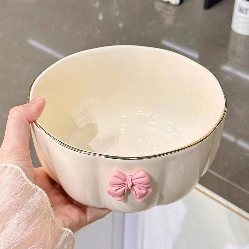 高颜值陶瓷吃饭碗汤碗家用釉下彩餐具特别好看的碗小碗面碗奶油风