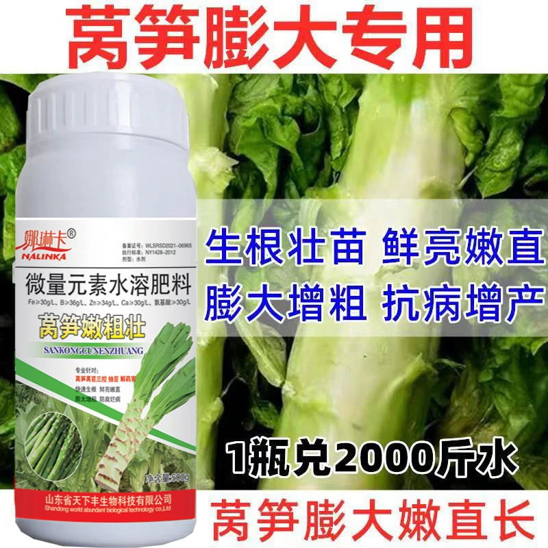 莴笋膨大剂膨大素增产素莴笋肥料莴苣嫩直莴笋防裂增粗拉长叶面肥