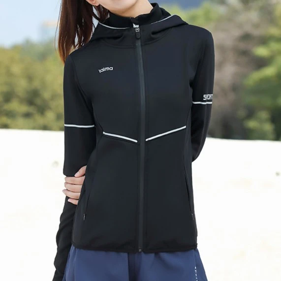 【莱马正品】断码福利秋冬加绒四口袋运动休闲健身户外跑连帽外套女