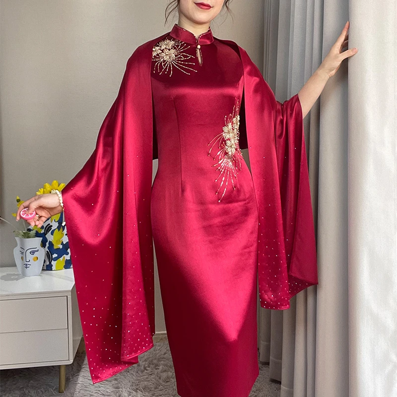 旗袍披肩婚礼妈妈喜婆婆结婚婚宴礼服外搭春夏薄款长方形高档醋酸